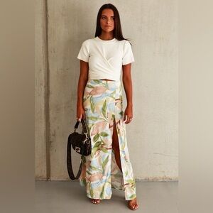 Petal & Pup Blue Green Pink Floral Maxi Pencil Skirt